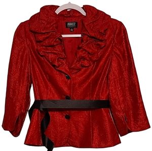 Size 4 Red Adrianna Papell Evening Essentials Blouse Top Party Show Holiday